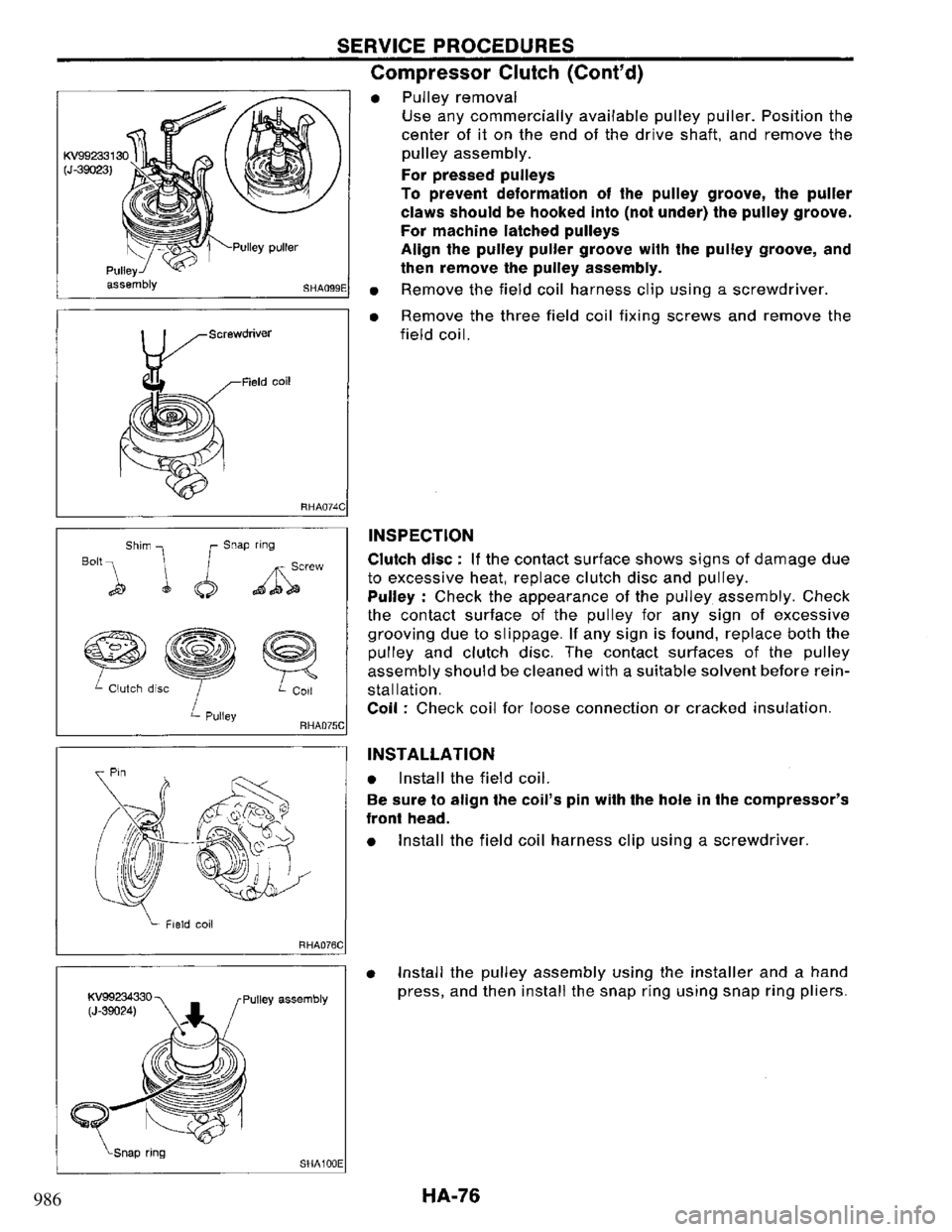 NISSAN PRIMERA 1994 Service Repair Manual 986 NISSAN PRIMERA 1994 Service Repair Manual 986