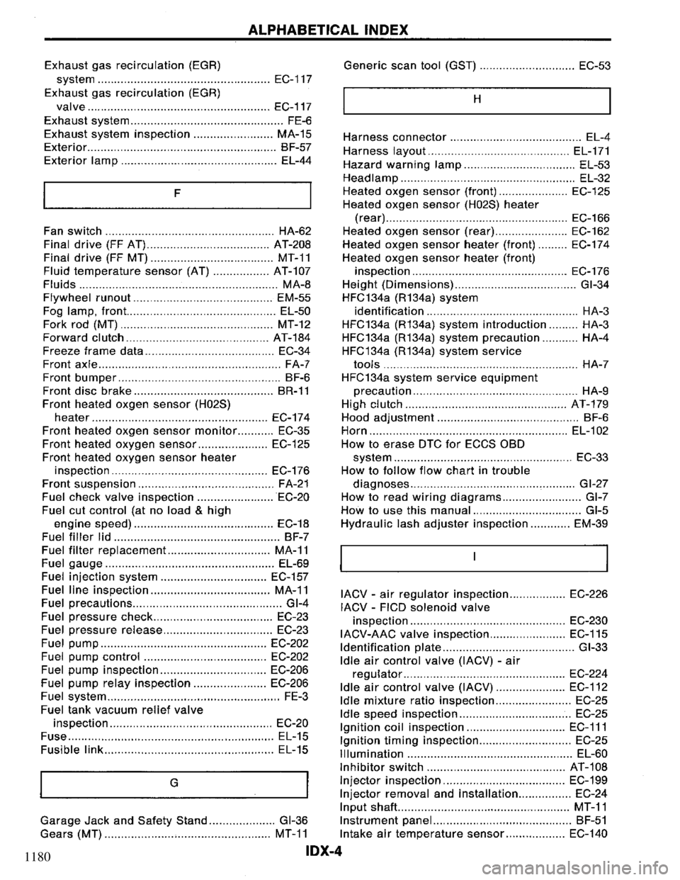 NISSAN PRIMERA 1994 Service Repair Manual 1180 NISSAN PRIMERA 1994 Service Repair Manual 1180