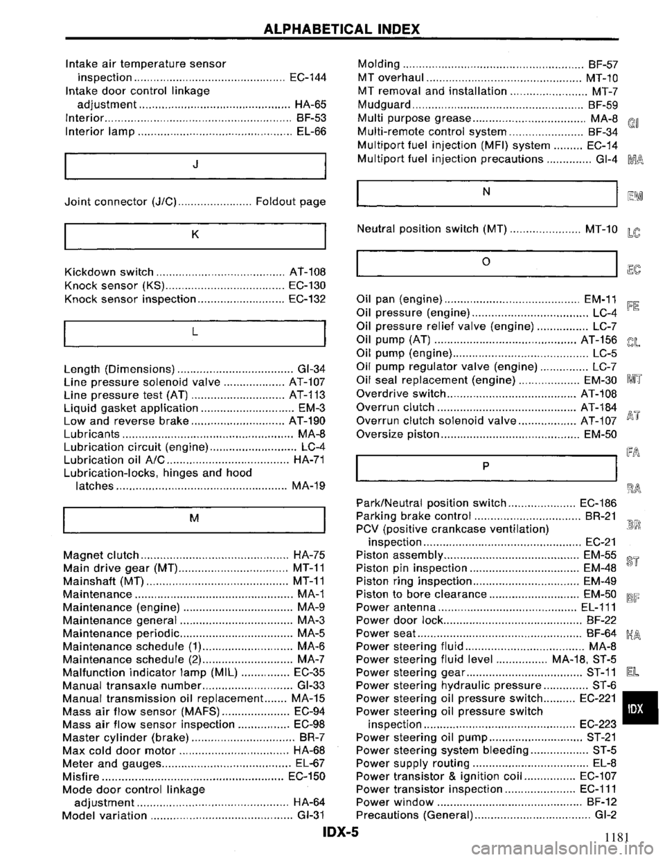 NISSAN PRIMERA 1994 Service Repair Manual 1181 NISSAN PRIMERA 1994 Service Repair Manual 1181
