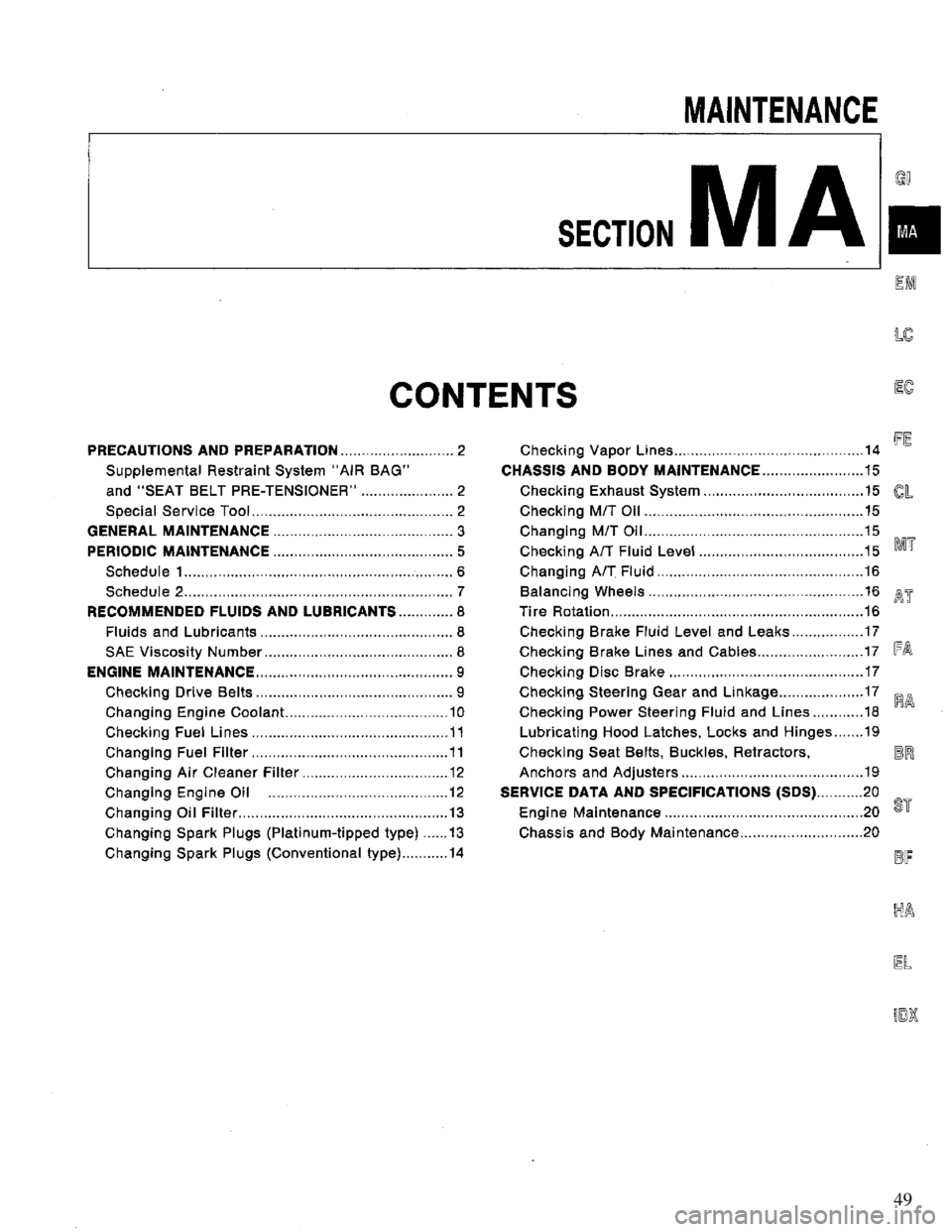 NISSAN PRIMERA 1994 Service Repair Manual 49 NISSAN PRIMERA 1994 Service Repair Manual 49