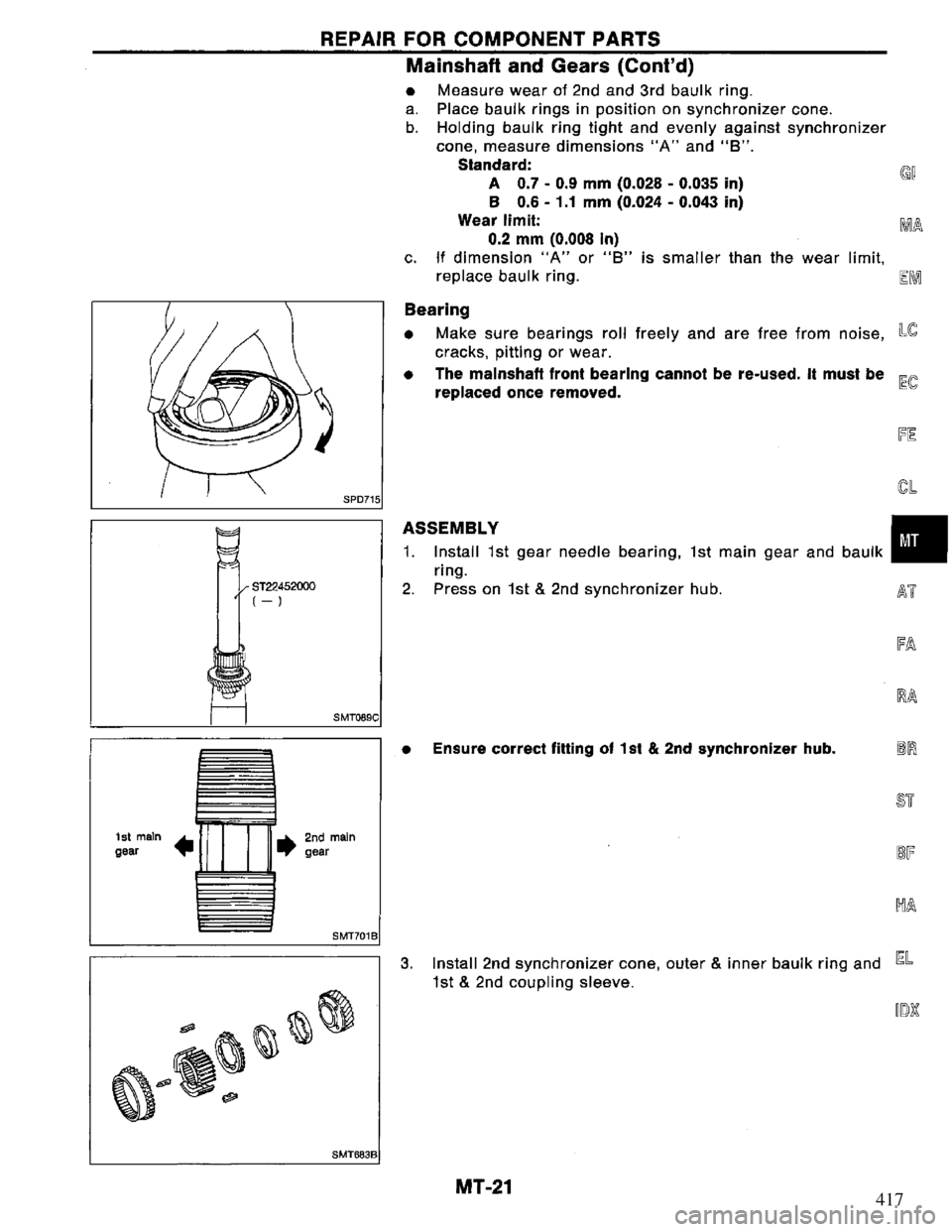 NISSAN PRIMERA 1994 Service Repair Manual 417 NISSAN PRIMERA 1994 Service Repair Manual 417