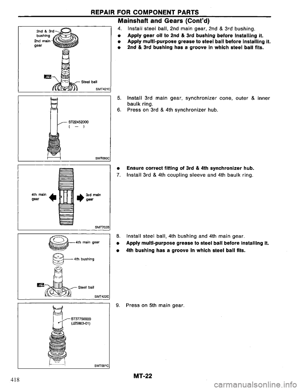 NISSAN PRIMERA 1994 Service Repair Manual 418 NISSAN PRIMERA 1994 Service Repair Manual 418