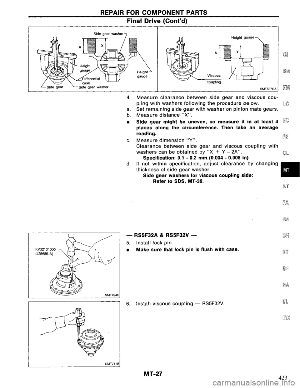 NISSAN PRIMERA 1994 Service Repair Manual 423 NISSAN PRIMERA 1994 Service Repair Manual 423