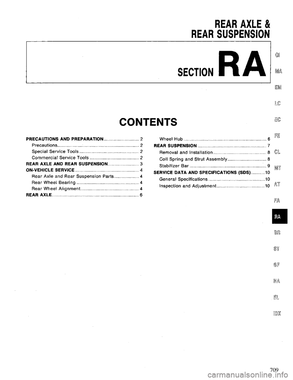 NISSAN PRIMERA 1994 Service Repair Manual 709 NISSAN PRIMERA 1994 Service Repair Manual 709