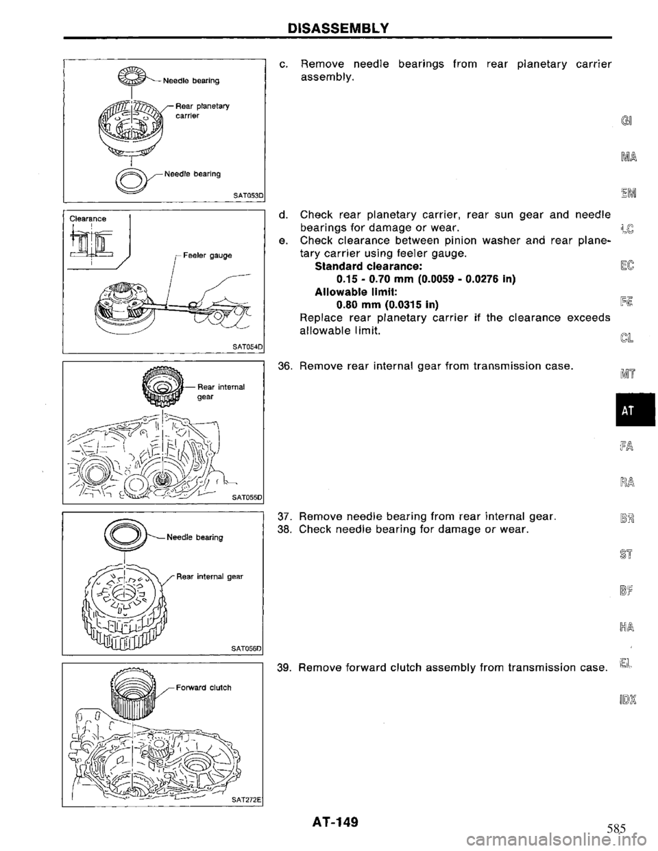 NISSAN PRIMERA 1994 Service Repair Manual 585 NISSAN PRIMERA 1994 Service Repair Manual 585