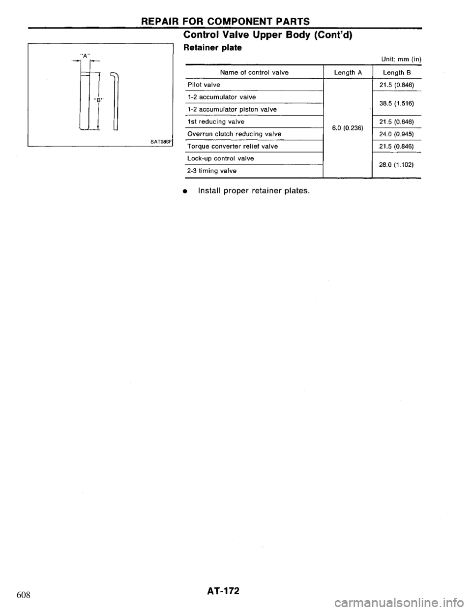 NISSAN PRIMERA 1994 Service Repair Manual 608 NISSAN PRIMERA 1994 Service Repair Manual 608