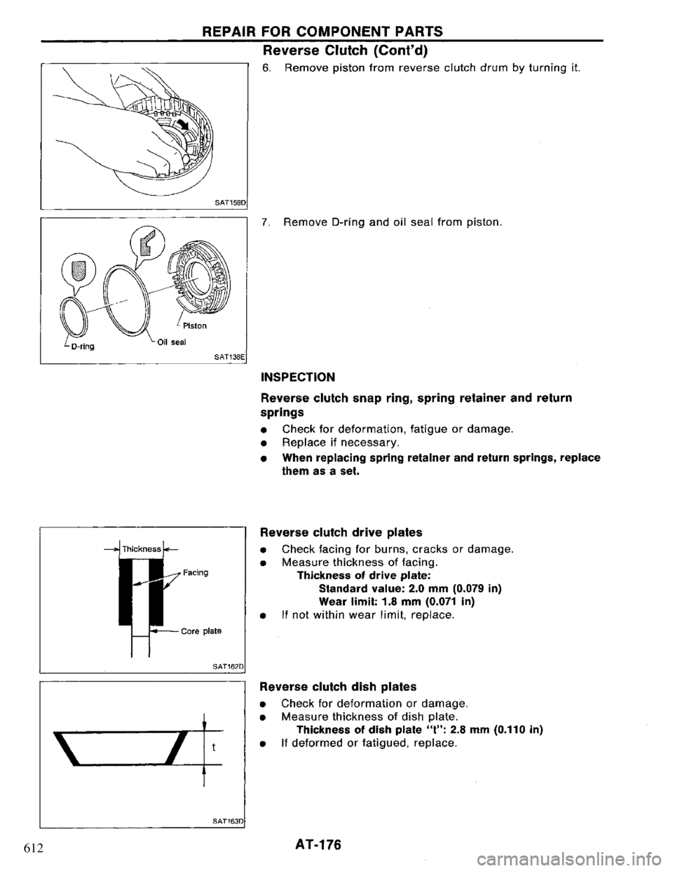 NISSAN PRIMERA 1994 Service Repair Manual 612 NISSAN PRIMERA 1994 Service Repair Manual 612