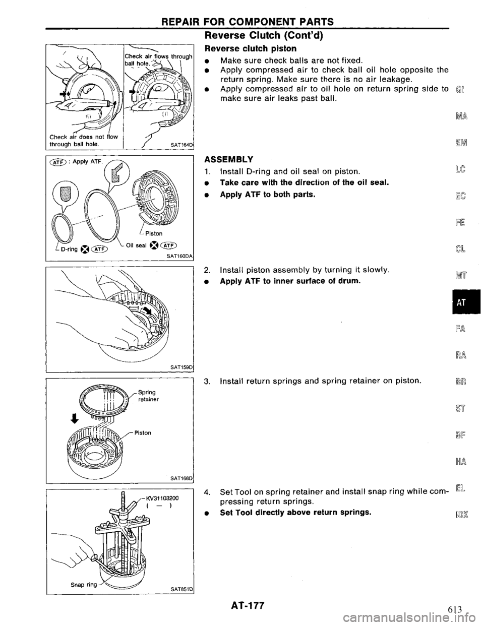 NISSAN PRIMERA 1994 Service Repair Manual 613 NISSAN PRIMERA 1994 Service Repair Manual 613