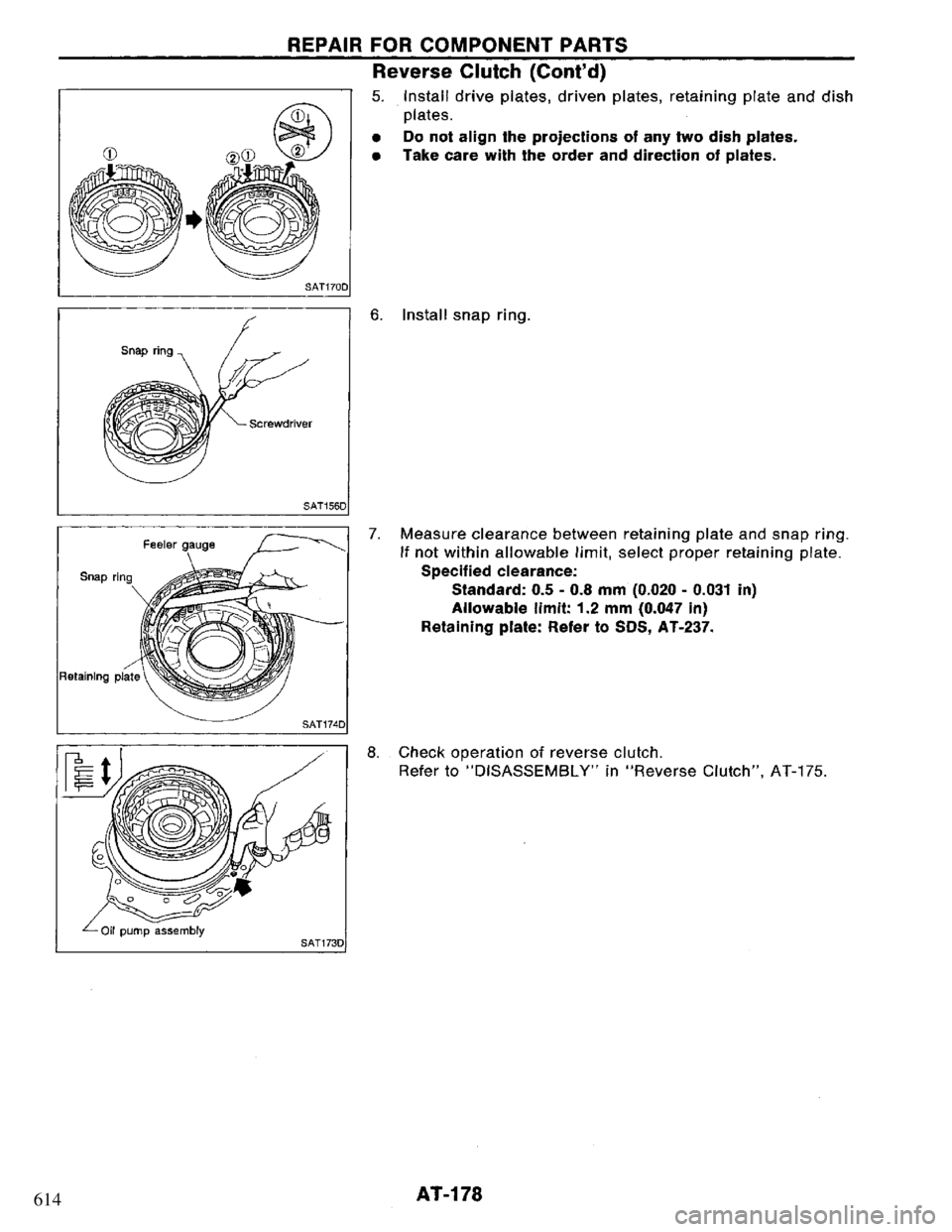 NISSAN PRIMERA 1994 Service Repair Manual 614 NISSAN PRIMERA 1994 Service Repair Manual 614