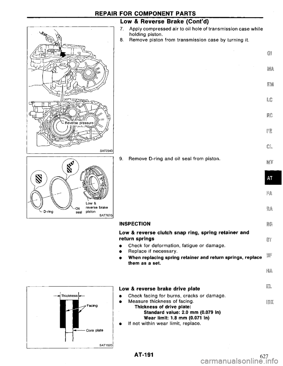 NISSAN PRIMERA 1994 Service Repair Manual 627 NISSAN PRIMERA 1994 Service Repair Manual 627