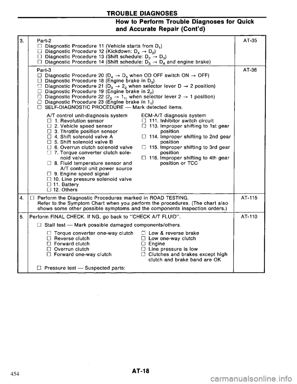 NISSAN PRIMERA 1994  Service Owners Manual 454 