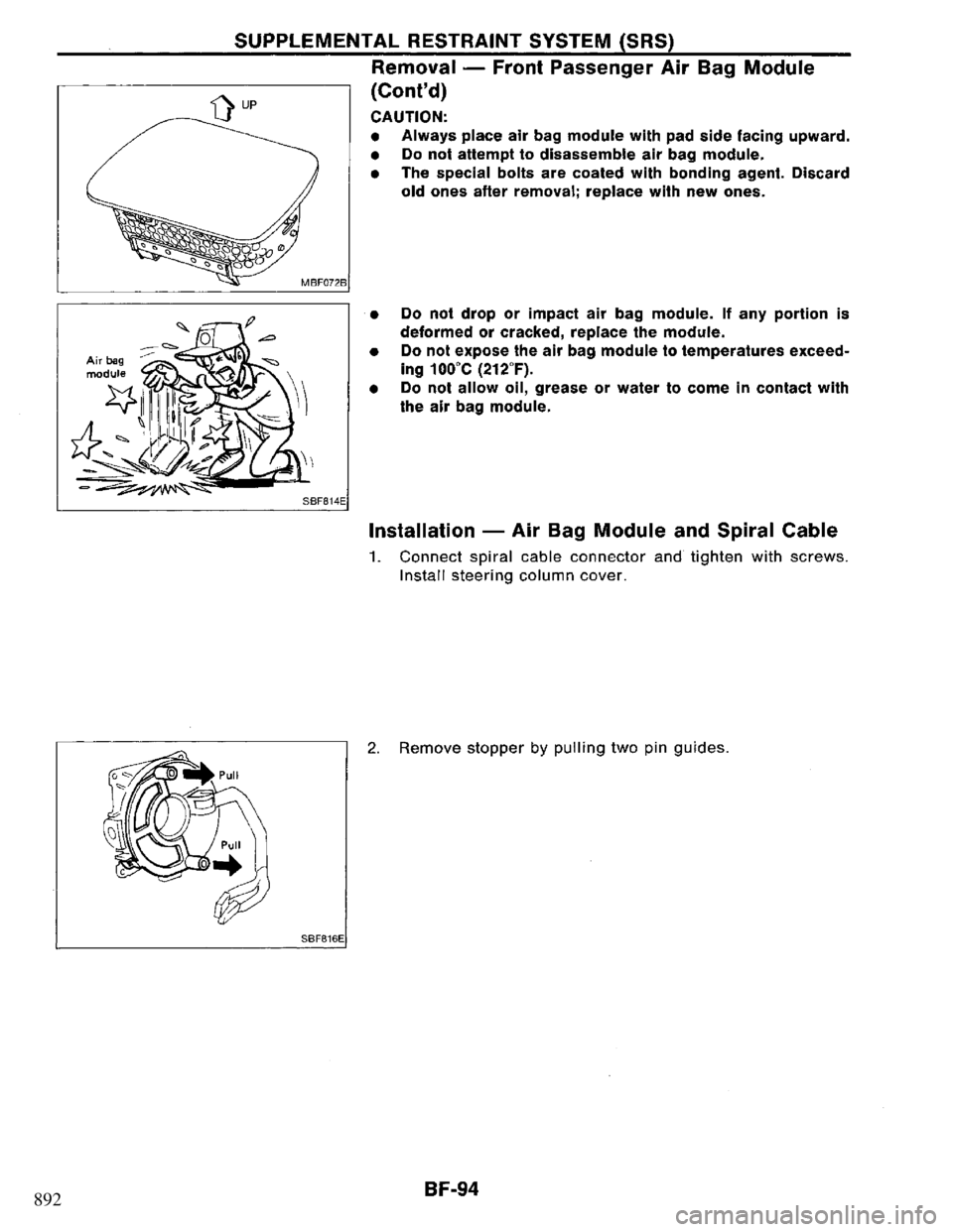 NISSAN PRIMERA 1994  Service Repair Manual 892 