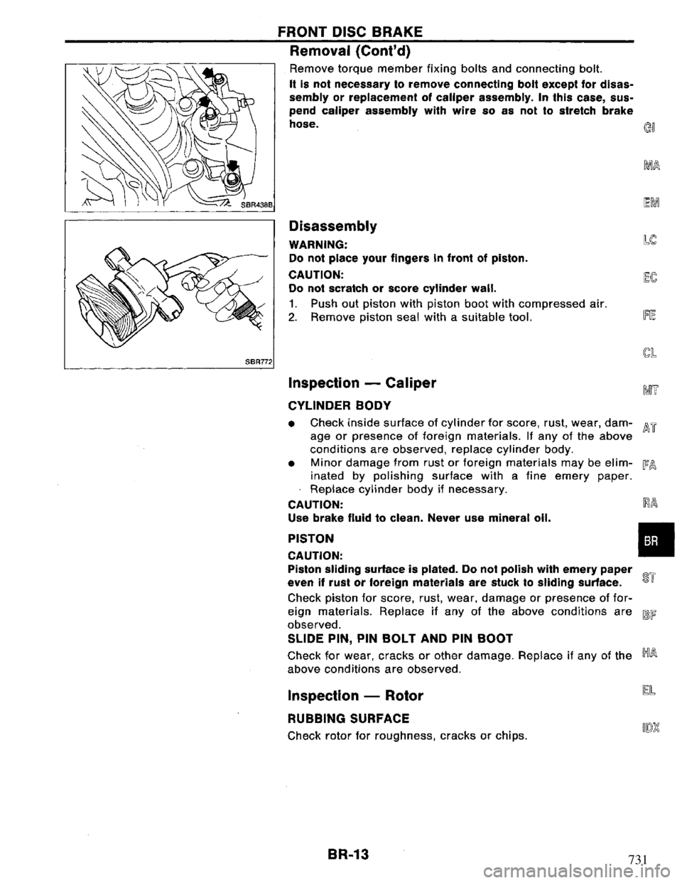 NISSAN PRIMERA 1994  Service Repair Manual 731 