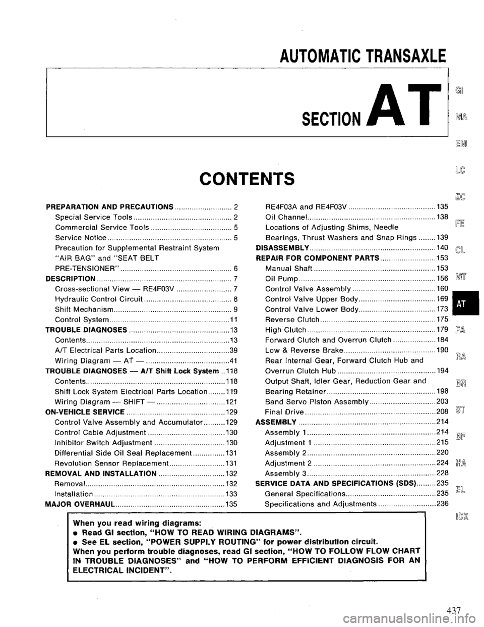 NISSAN PRIMERA 1994 Service Repair Manual 437 NISSAN PRIMERA 1994 Service Repair Manual 437