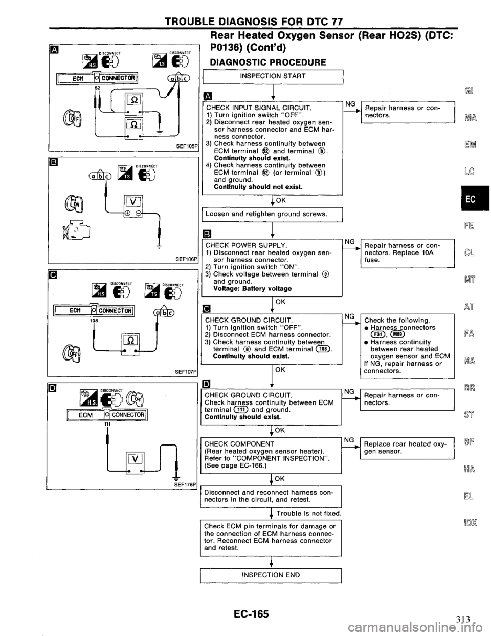 NISSAN PRIMERA 1994 Service Repair Manual 313 NISSAN PRIMERA 1994 Service Repair Manual 313