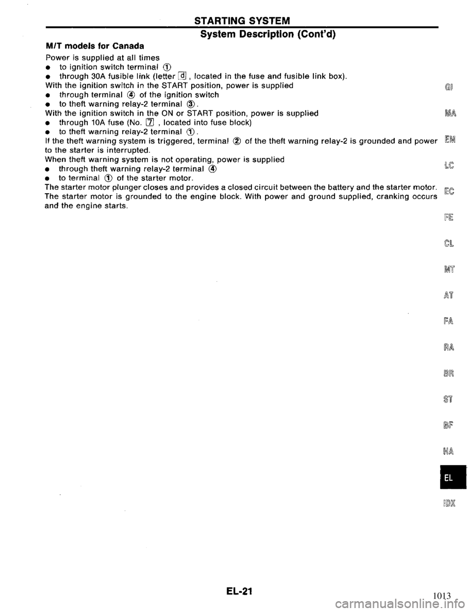 NISSAN PRIMERA 1994  Service Repair Manual 1013 