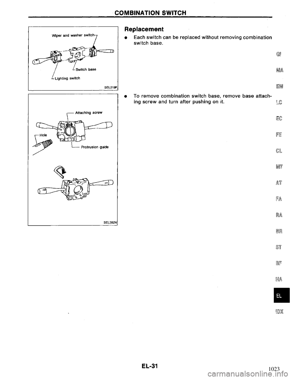 NISSAN PRIMERA 1994 Service Repair Manual 1023 NISSAN PRIMERA 1994 Service Repair Manual 1023