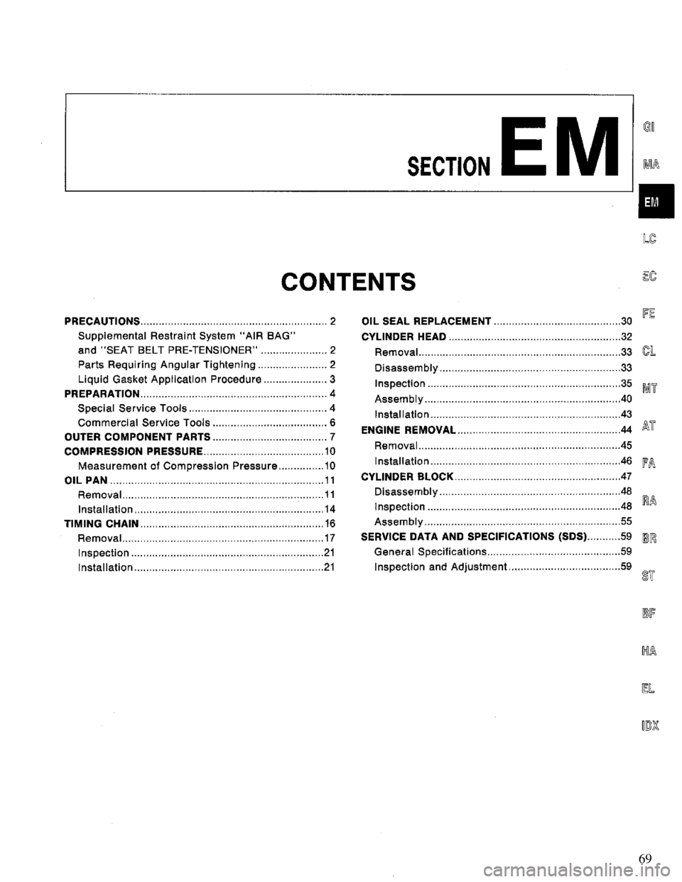 NISSAN PRIMERA 1994 Service Repair Manual 69 NISSAN PRIMERA 1994 Service Repair Manual 69