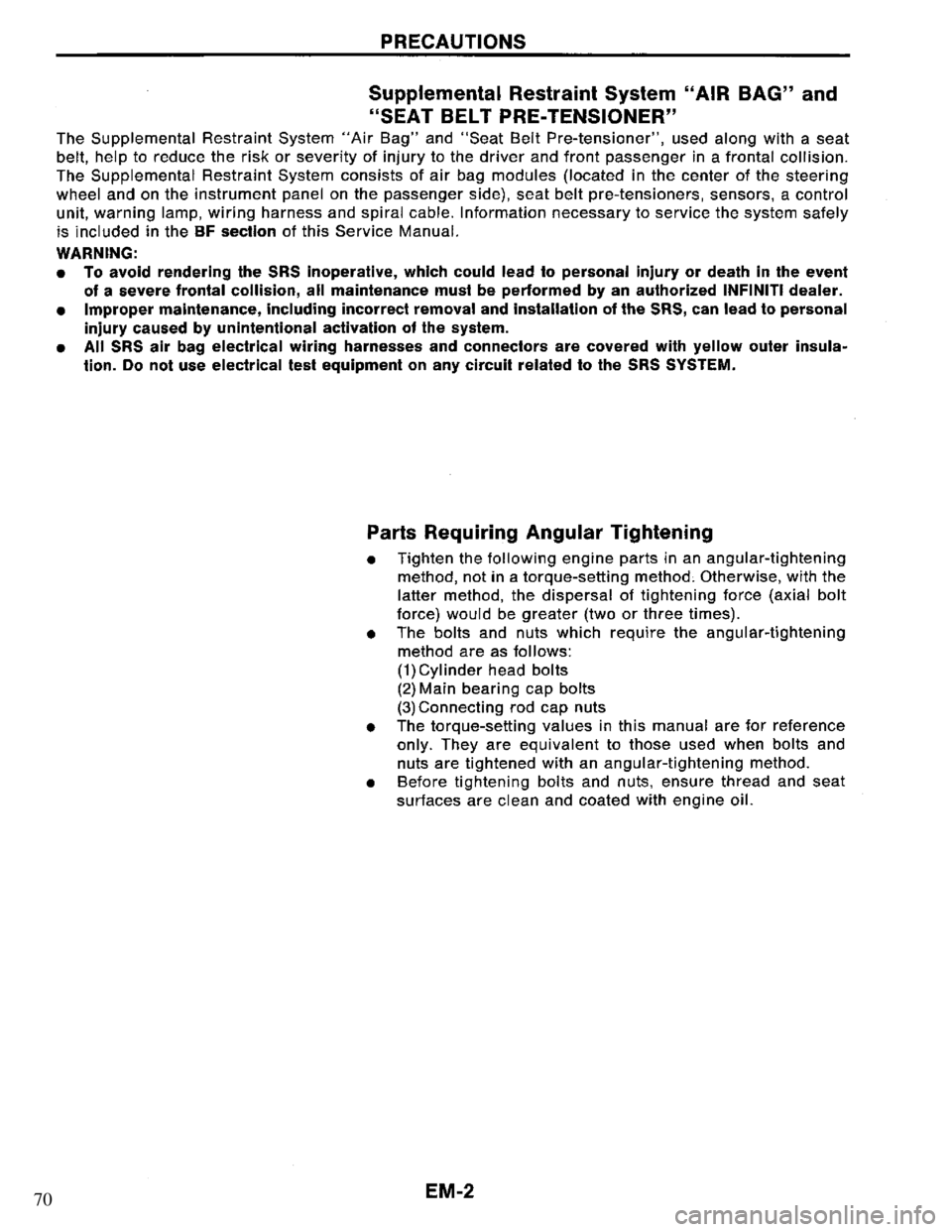 NISSAN PRIMERA 1994 Service Repair Manual 70 NISSAN PRIMERA 1994 Service Repair Manual 70