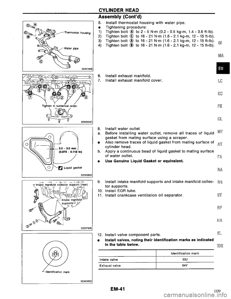 NISSAN PRIMERA 1994 Service Repair Manual 109 NISSAN PRIMERA 1994 Service Repair Manual 109
