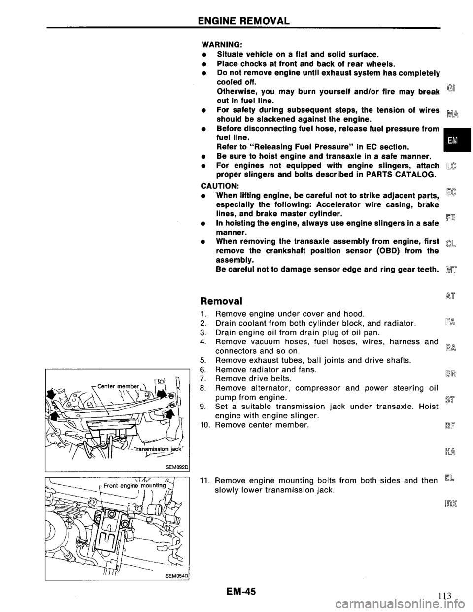 NISSAN PRIMERA 1994 Service Repair Manual 113 NISSAN PRIMERA 1994 Service Repair Manual 113