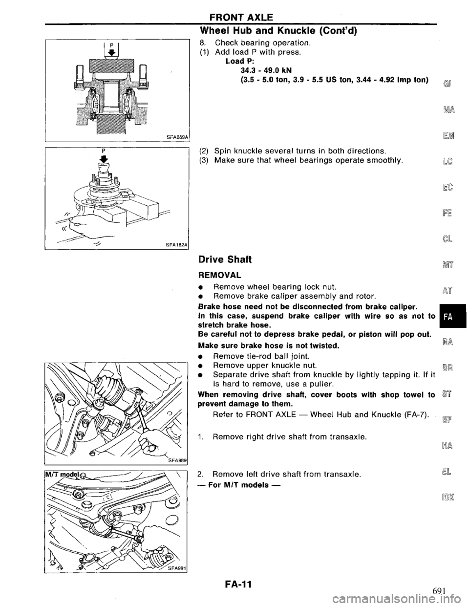 NISSAN PRIMERA 1994 Service Repair Manual 691 NISSAN PRIMERA 1994 Service Repair Manual 691