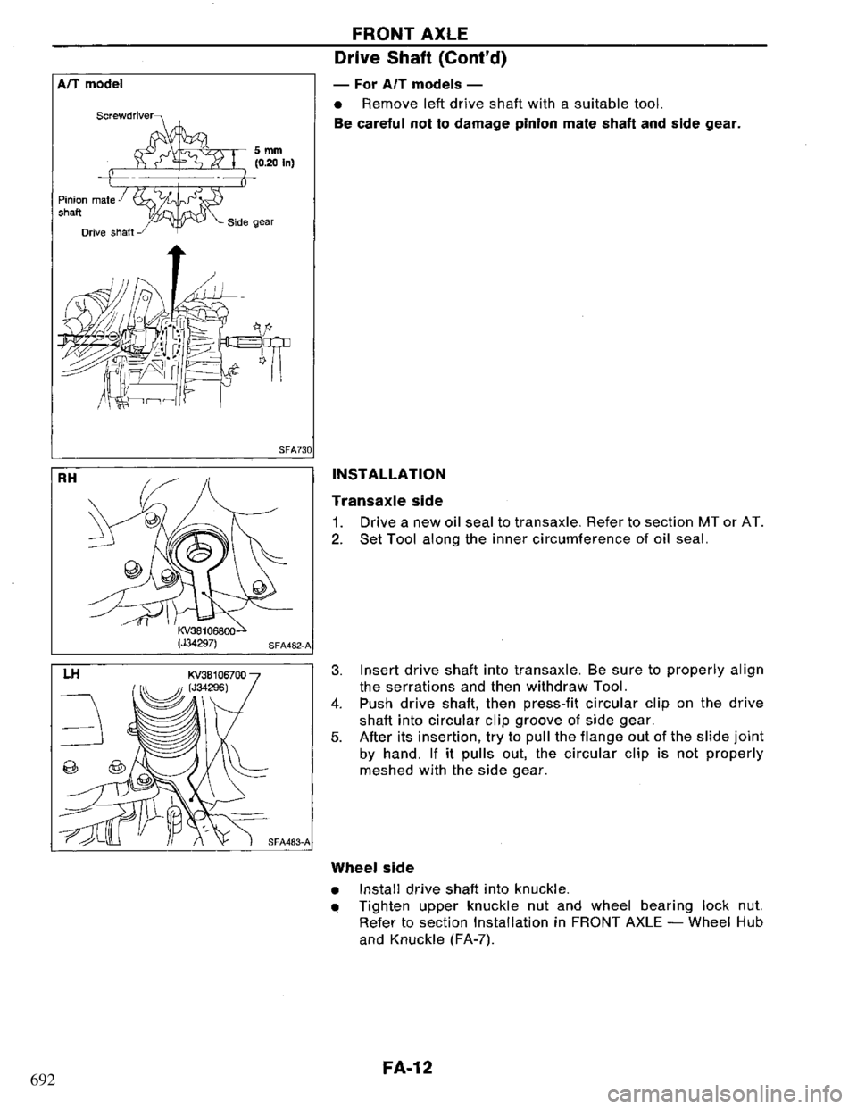NISSAN PRIMERA 1994 Service Repair Manual 692 NISSAN PRIMERA 1994 Service Repair Manual 692