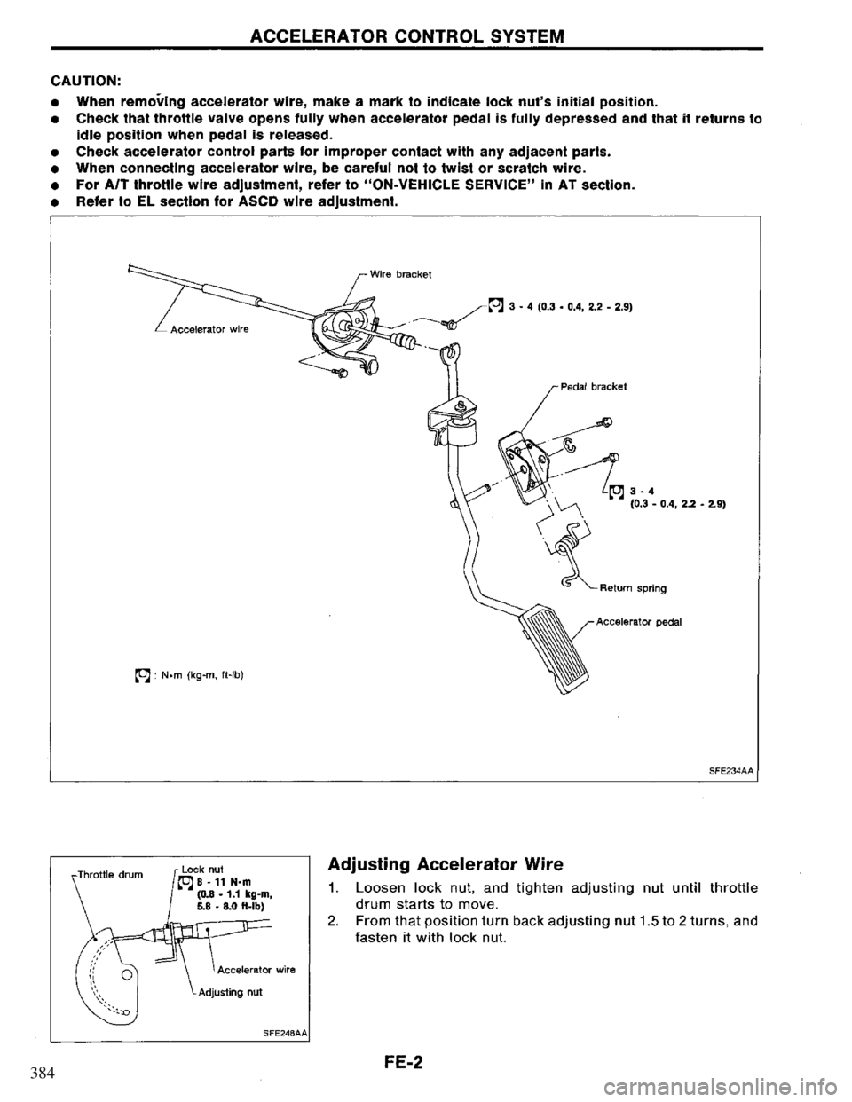 NISSAN PRIMERA 1994 Service Repair Manual 384 NISSAN PRIMERA 1994 Service Repair Manual 384
