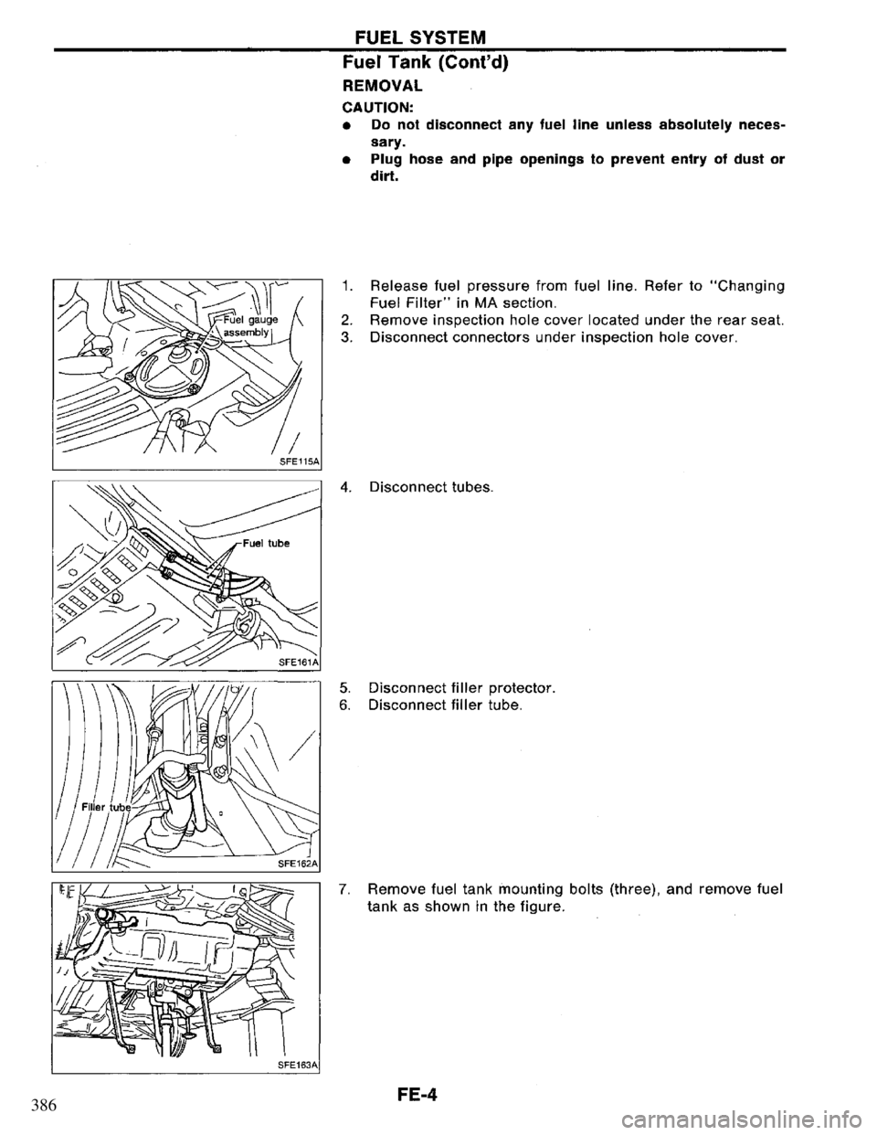 NISSAN PRIMERA 1994 Service Repair Manual 386 NISSAN PRIMERA 1994 Service Repair Manual 386