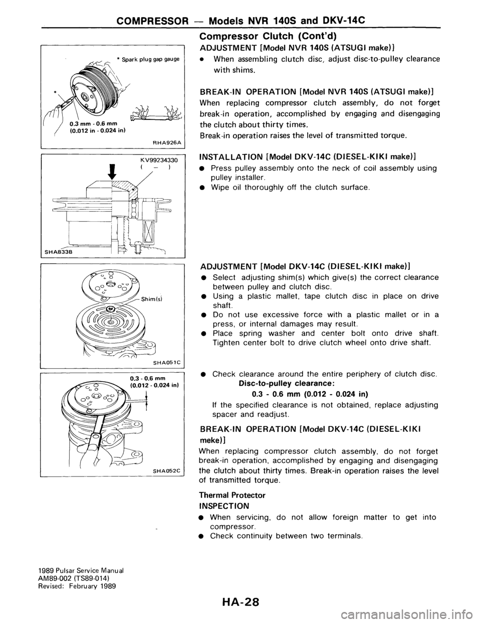 NISSAN PULSAR 1989 Factory Service Manual NISSAN PULSAR 1989 Factory Service Manual