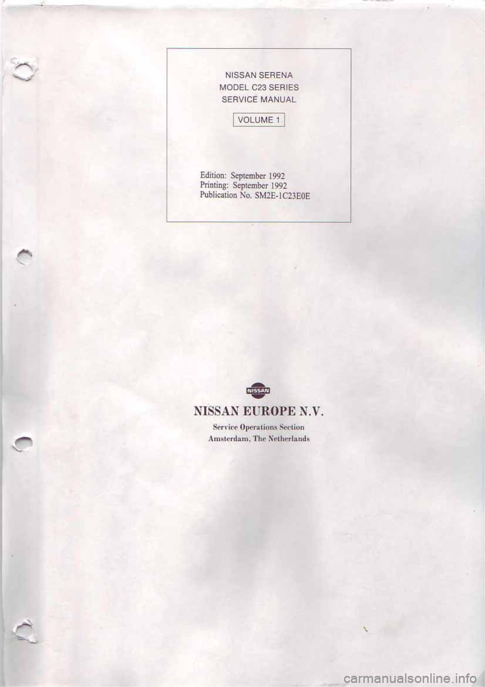NISSAN SERENA 1992 Service Manual NISSAN SERENA 1992 Service Manual