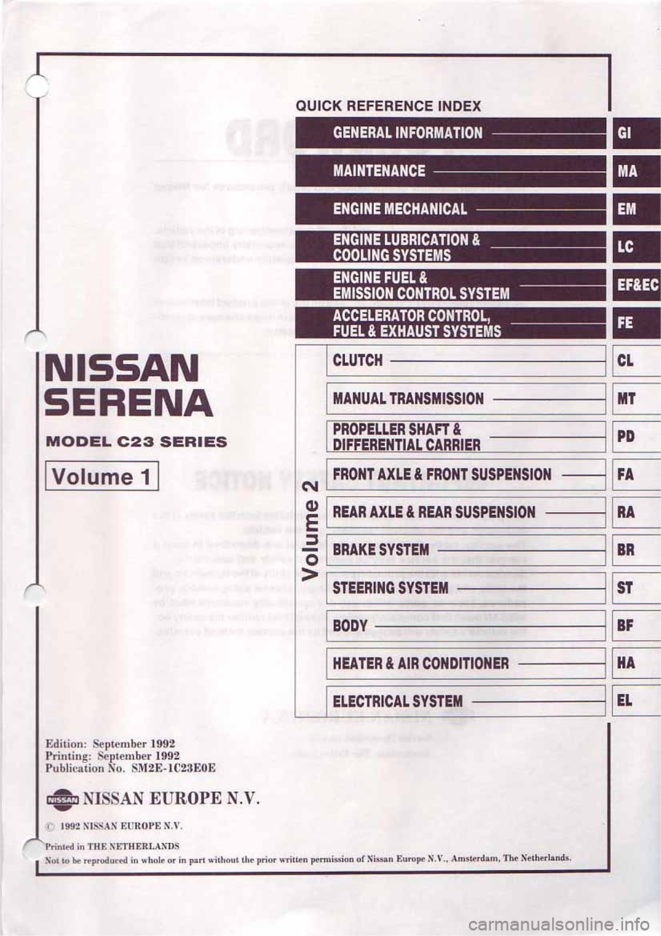 NISSAN SERENA 1992 Service Manual NISSAN SERENA 1992 Service Manual