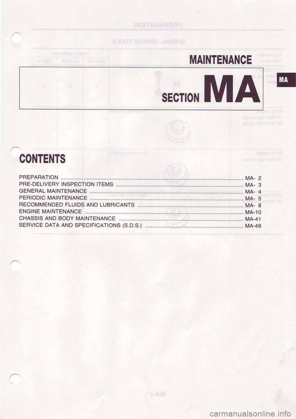 NISSAN SERENA 1992 Owners Manual 
