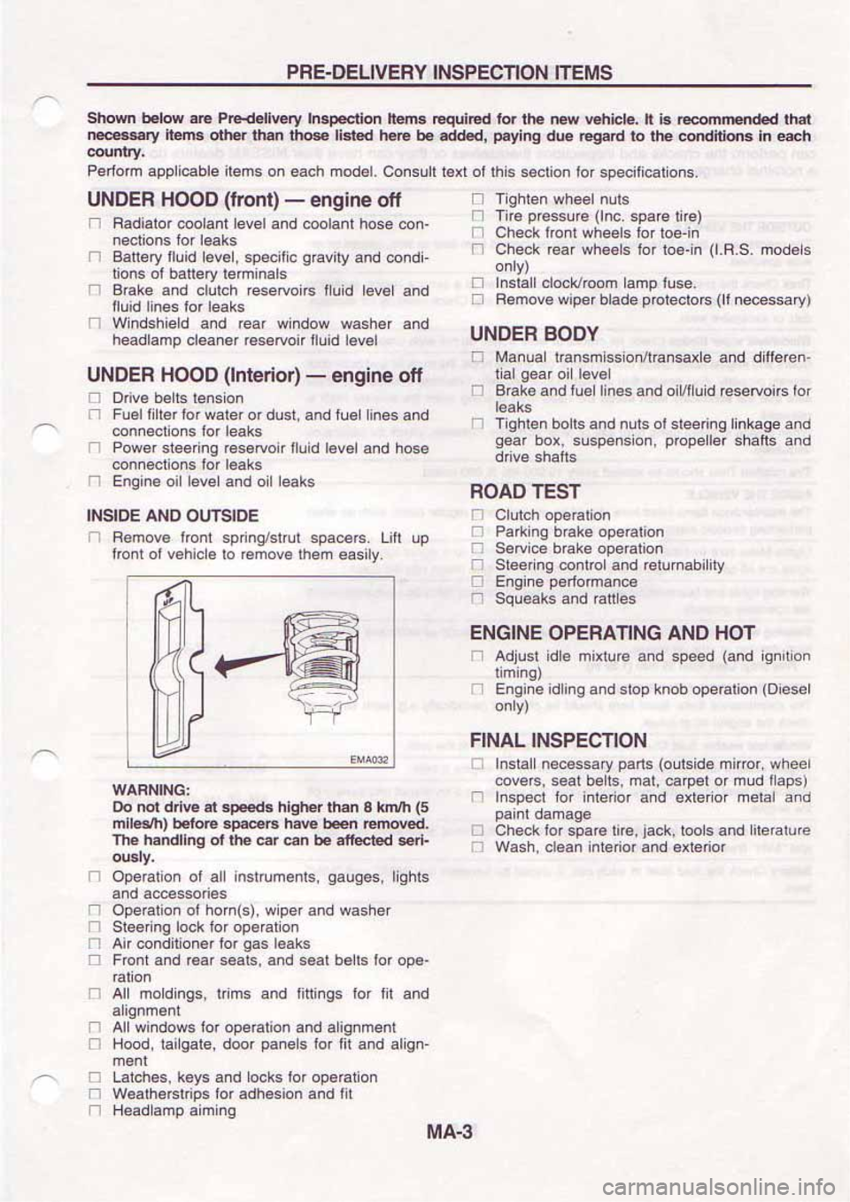 NISSAN SERENA 1992 Owners Guide 