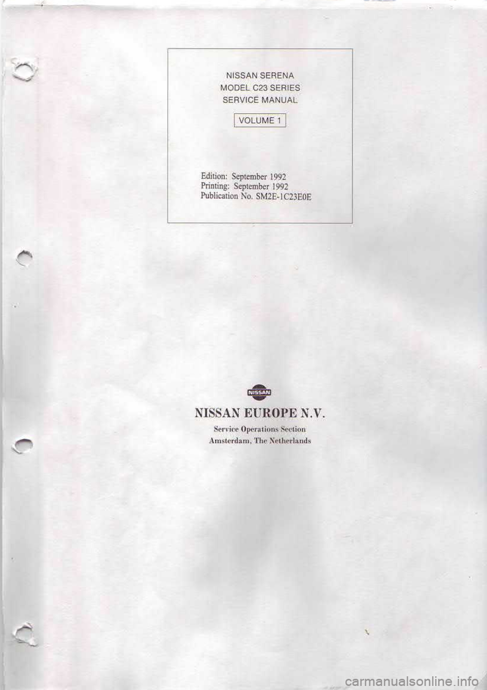 NISSAN SERENA 1993  Service Repair Manual 