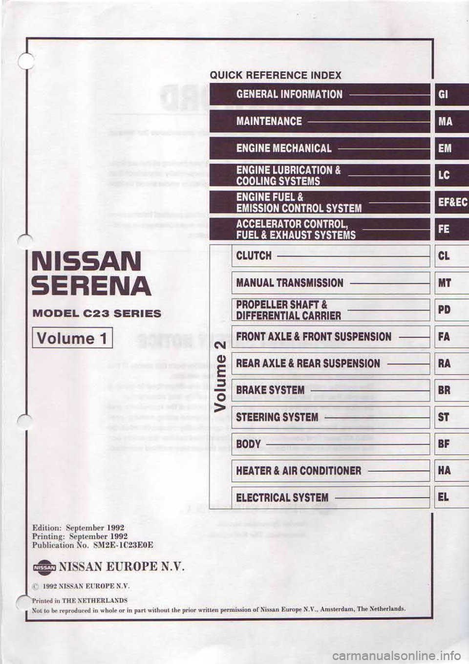 NISSAN SERENA 1993  Service Repair Manual cl|uuvc tvtrillu lto
I llvHs uflEdoud
ulltofioltct utv ! u]rvlH
A00E
ffilstsclltu!!ls
[]lsls$tvug
ltotsil sns uvlu I31xv uvru
itotsl{tdsns 0H N rlxv $touJ
l
l
l
l
3
l
l
3
l
l
E
@
E
E
E
E
sftH3s 925