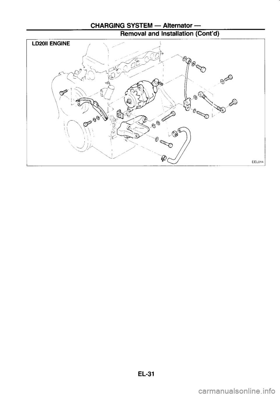 NISSAN SERENA 1993  Service Repair Manual CHARGING 
SYSTEM _ 
Alternator  _
Removal  and Installation  (Contd)
EL-31 