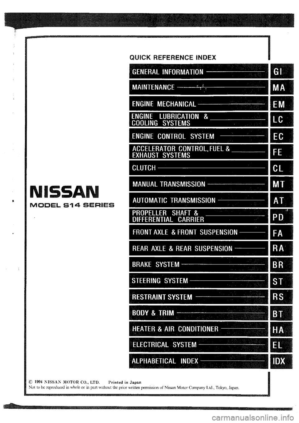 NISSAN SILVIA 1994  Service Repair Manual 