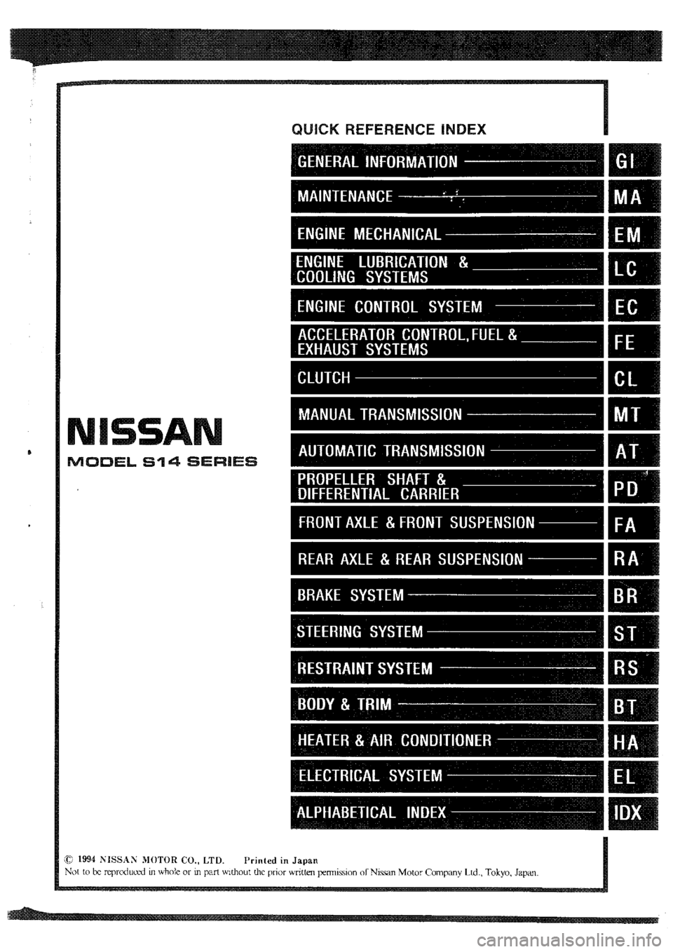 NISSAN SILVIA 1994 Service Repair Manual NISSAN SILVIA 1994 Service Repair Manual