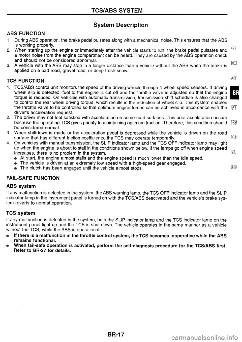 NISSAN SKYLINE 1994  Service Owners Manual 