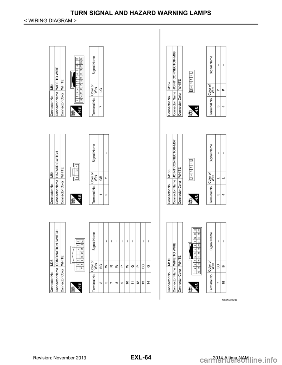 NISSAN TEANA 2014 Service Manual
EXL-64
< WIRING DIAGRAM >
TURN SIGNAL AND HAZARD WARNING LAMPS
ABLIA5165GB
Revision: November 20132014 Altima NAMRevision: November 20132014 Altima NAM NISSAN TEANA 2014 Service Manual
EXL-64
< WIRING DIAGRAM >
TURN SIGNAL AND HAZARD WARNING LAMPS
ABLIA5165GB
Revision: November 20132014 Altima NAMRevision: November 20132014 Altima NAM