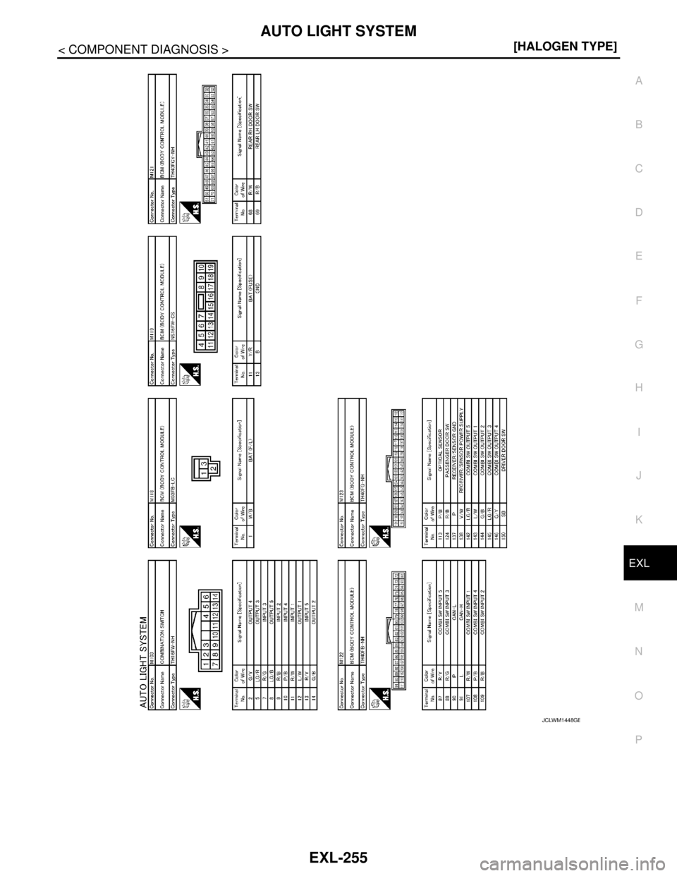 NISSAN TEANA 2008  Service Manual AUTO LIGHT SYSTEM
EXL-255
< COMPONENT DIAGNOSIS >[HALOGEN TYPE]
C
D
E
F
G
H
I
J
K
MA
B
EXL
N
O
P
JCLWM1448GB 