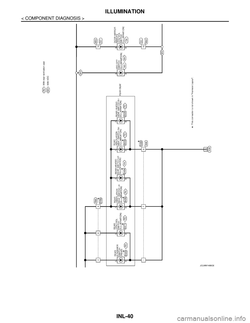 NISSAN TEANA 2008 Service Manual INL-40
< COMPONENT DIAGNOSIS >
ILLUMINATION
JCLWM1486GB NISSAN TEANA 2008 Service Manual INL-40
< COMPONENT DIAGNOSIS >
ILLUMINATION
JCLWM1486GB
