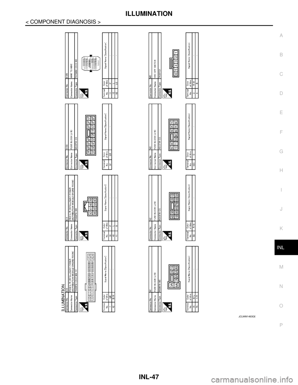 NISSAN TEANA 2008  Service Manual ILLUMINATION
INL-47
< COMPONENT DIAGNOSIS >
C
D
E
F
G
H
I
J
K
MA
B
INL
N
O
P
JCLWM1493GB 