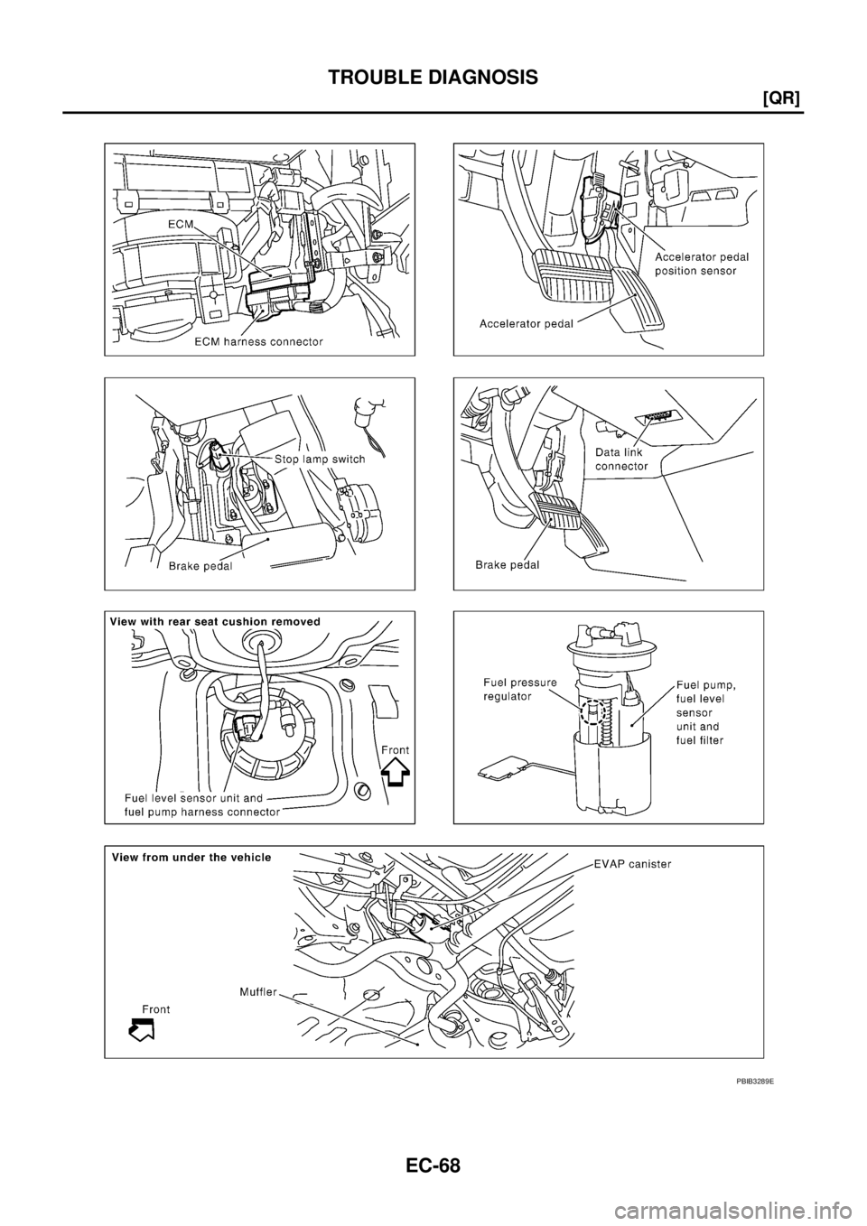 NISSAN TEANA 2003  Service Manual EC-68
[QR]
TROUBLE DIAGNOSIS
 
PBIB3289E 
