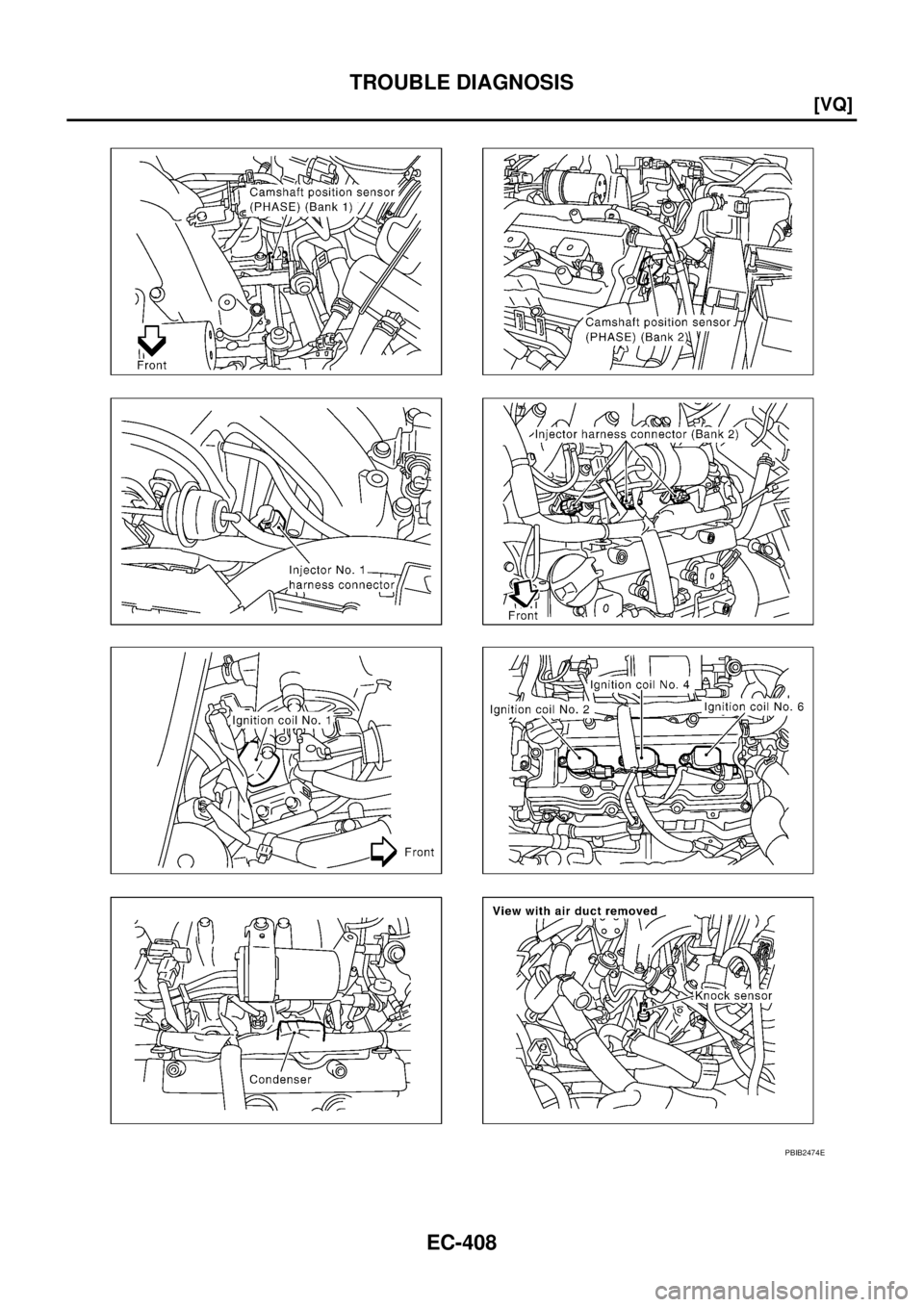 NISSAN TEANA 2003  Service Manual EC-408
[VQ]
TROUBLE DIAGNOSIS
 
PBIB2474E 