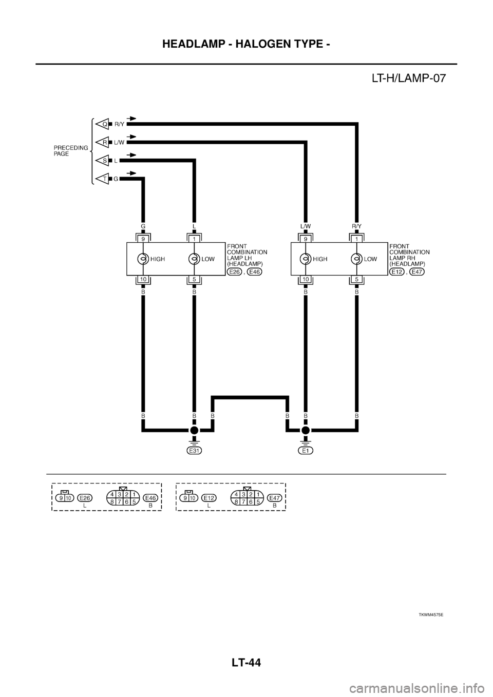 NISSAN TEANA 2003  Service Manual LT-44
HEADLAMP - HALOGEN TYPE -
 
TKWM4575E 