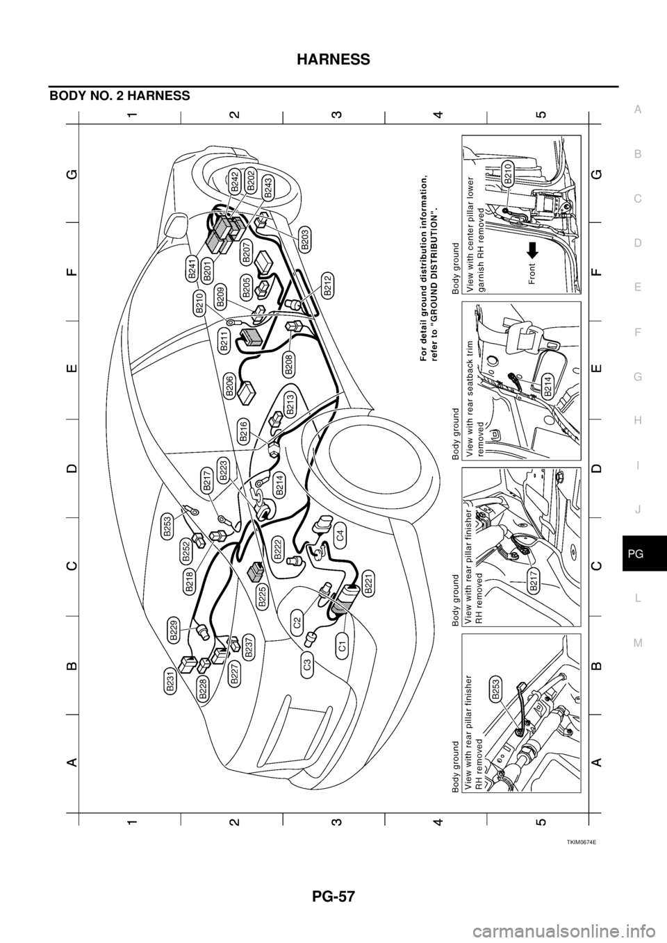 NISSAN TEANA 2003 Service Manual HARNESS
PG-57
C
D
E
F
G
H
I
J
L
MA
B
PG
BODY NO. 2 HARNESS
TKIM0674E NISSAN TEANA 2003 Service Manual HARNESS
PG-57
C
D
E
F
G
H
I
J
L
MA
B
PG
BODY NO. 2 HARNESS
TKIM0674E