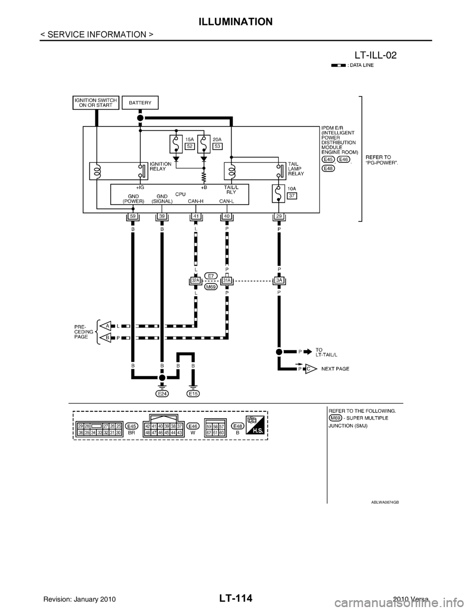 NISSAN TIIDA 2010  Service Repair Manual LT-114
< SERVICE INFORMATION >
ILLUMINATION
ABLWA0674GB
Revision: January 20102010 Versa 