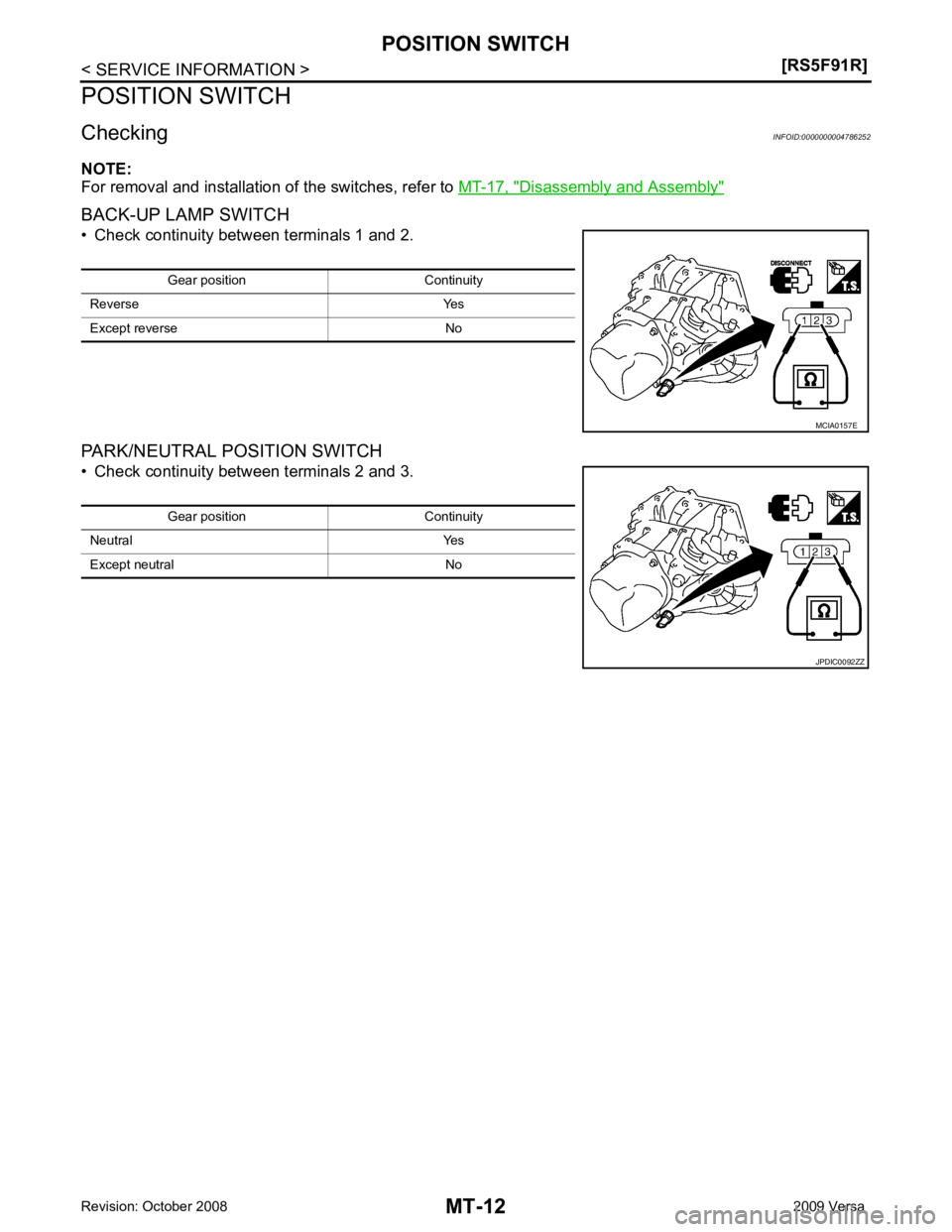 NISSAN TIIDA 2009  Service Repair Manual Disassembly and Assembly " 